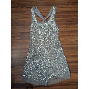 Body Central Silver Sequin Halter Tank- Size Medium- Vintage Y2K Clubbing